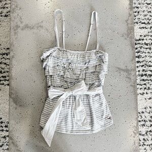 Hollister Gray Striped Cami with Bow
